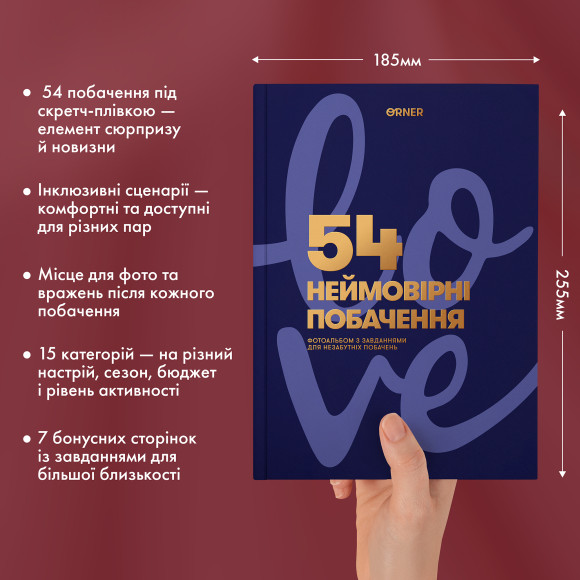  Фотоальбом с заданиями для свиданий «54 Невероятные свидания» темно-синий: Фото - ORNER 