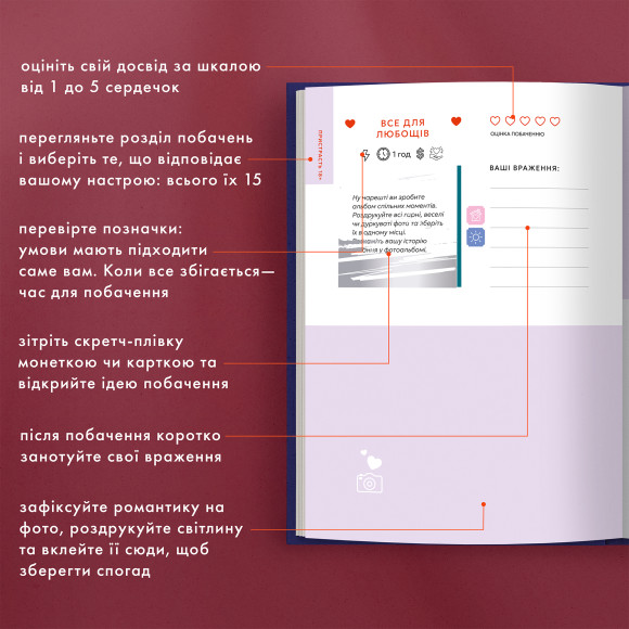  Фотоальбом с заданиями для свиданий «54 Невероятные свидания» темно-синий: Фото - ORNER 