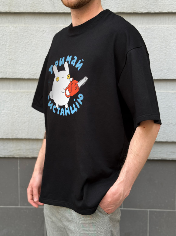  Oversized T-shirt ORNER x Maliunok “Keep Your Distance” black: Photo - ORNER 