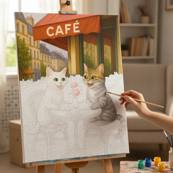  Картина за номерами «Котяче кафе»: Фото - ORNER 