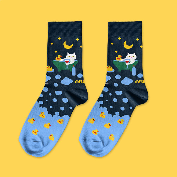  Шкарпетки «Коти і вино у ванній» 1 пара: Фото - ORNER 