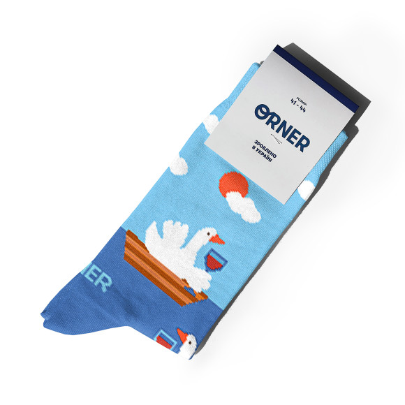  Шкарпетки «Гуси-винолюби» сині 1 пара: Фото - ORNER 