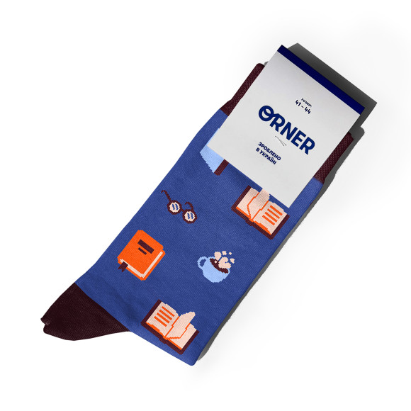  Носки «Книжная эстетика» синие 1 пара: Фото - ORNER 
