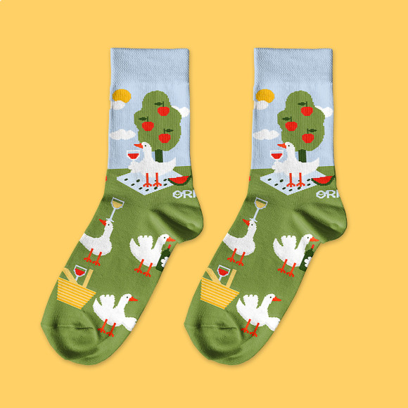  Шкарпетки «Гуси-винолюби» зелені 1 пара: Фото - ORNER 