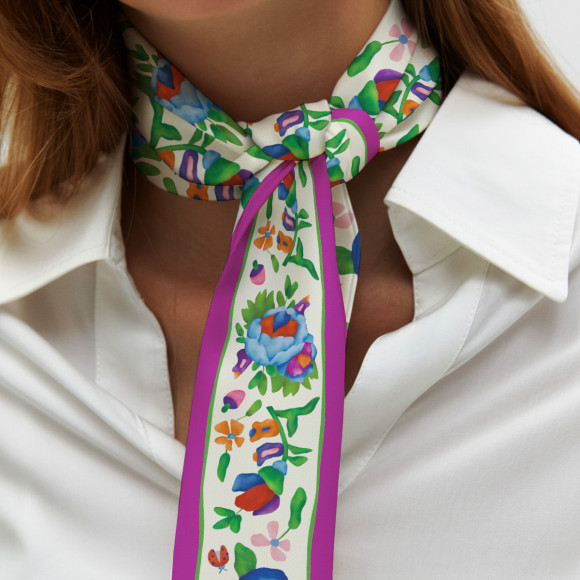  Платок твилли «Цветы»: Фото - ORNER 