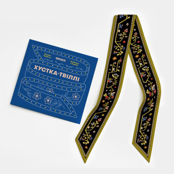  Платок твилли «Дерево жизни» черный: Фото - ORNER 