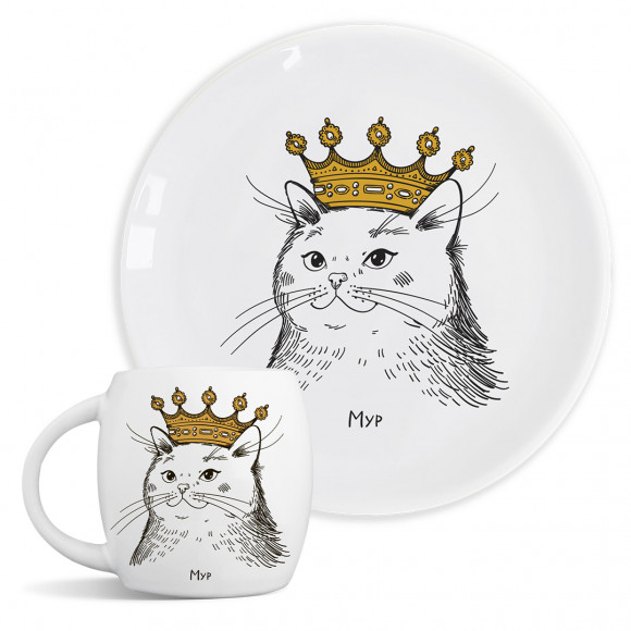  Тарелка и чашка «Кошка в короне»: Фото - ORNER 