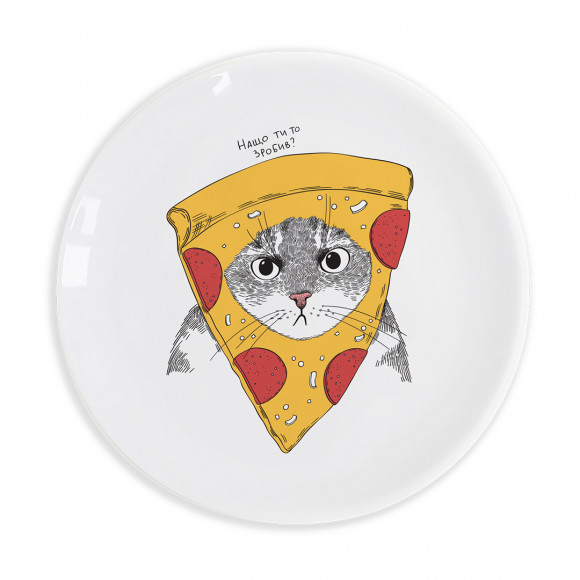  Тарелка и чашка «Кот в пицце»: Фото - ORNER 