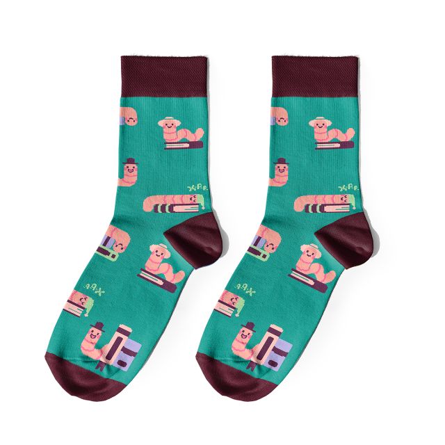 Носки «Книжная эстетика» зеленые 1 пара