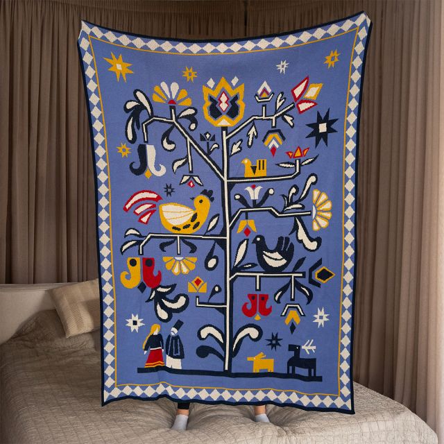 Blanket "Tree of Life" blue