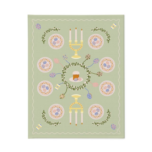 Tablecloth "Easter Wreath" green 130x170