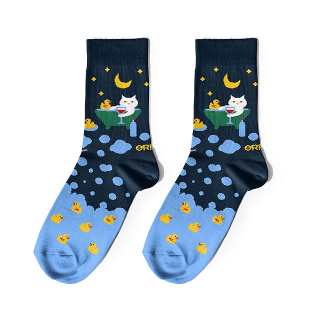 Носки «Коты и вино в ванной» 1 пара