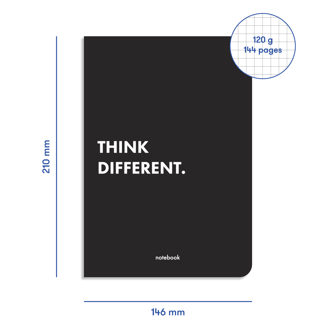 

Блокнот в клетку Think Different черный